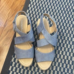 🎄Blue suede wedges